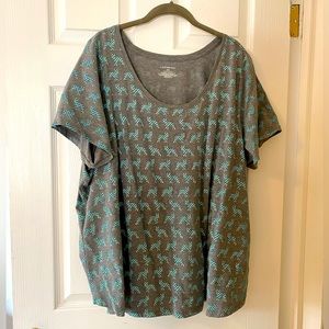 French Bulldog Print Scoop Neck Tee